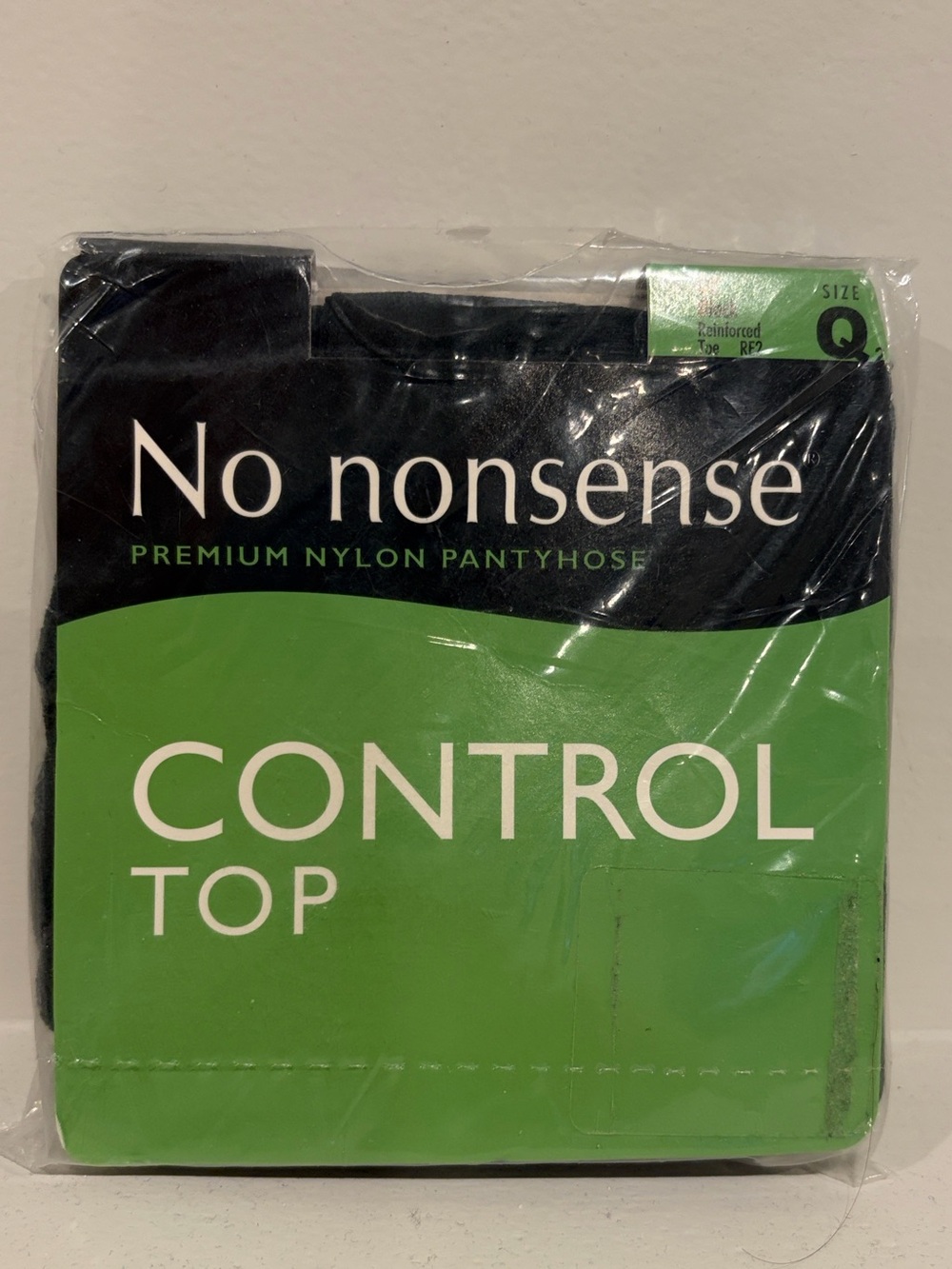 No Nonsense Control Top Nylon Pantyhose - Off Black - Size Q2 - NWT!! stockings